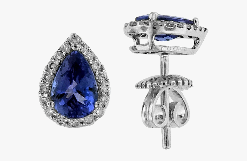 14kt White Gold Pear Shaped Tanzanite And Round Diamond - Earrings, HD Png Download, Free Download