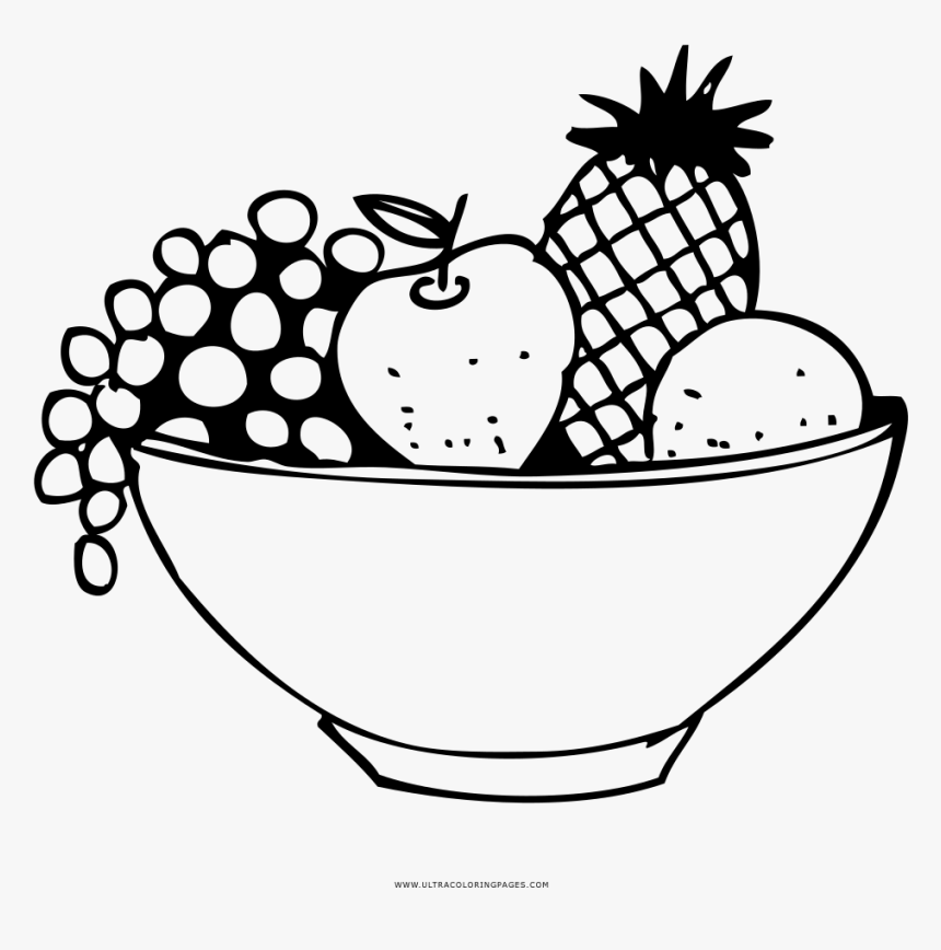 Fruit Basket Coloring Page - Black And White Fruit Basket Clipart, HD Png Download, Free Download