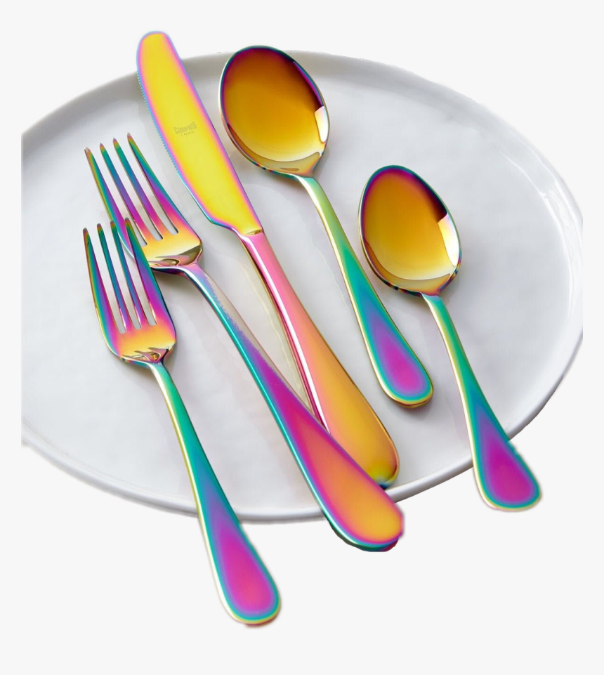 #plate #spoon #knife #fork #unicorn #rainbow#freetoedit - Mepra Rainbow, HD Png Download, Free Download