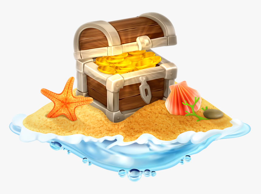 Treasure Island Buried Treasure Illustration - Treasure Box On Island, HD Png Download, Free Download
