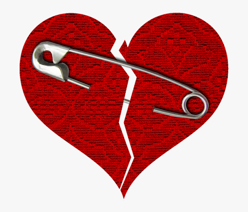 Heart, Broken, Red, Safety Pin, Crack - Clear Background Broken Heart Png, Transparent Png, Free Download