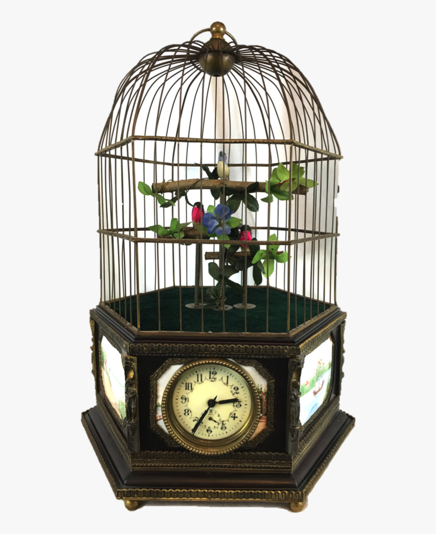 Large European Automation Birdcage With Clock, Enamel, HD Png Download, Free Download