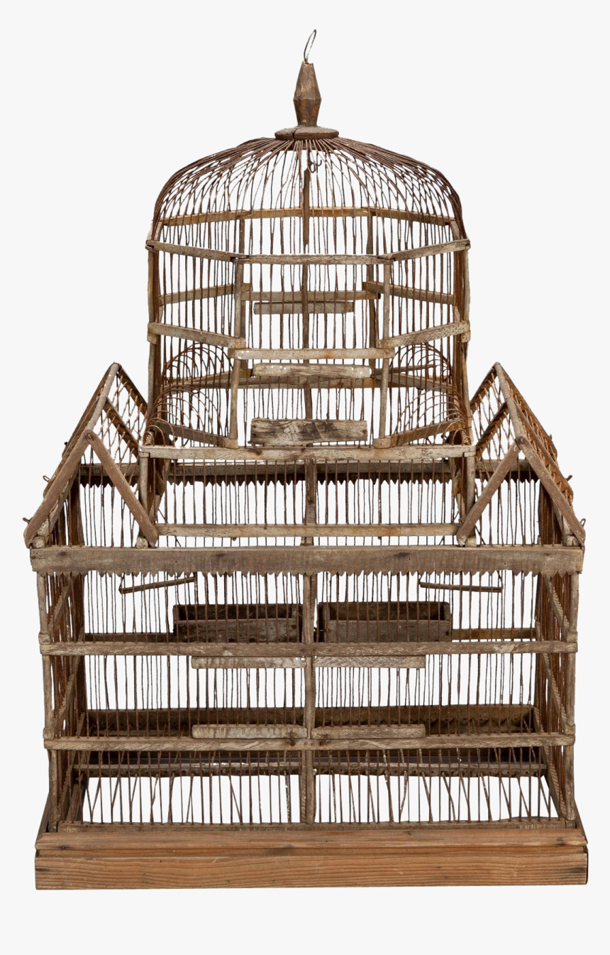 English 19th Century Handmade Wooden Bird Cage Found - Birdcage, HD Png Download, Free Download