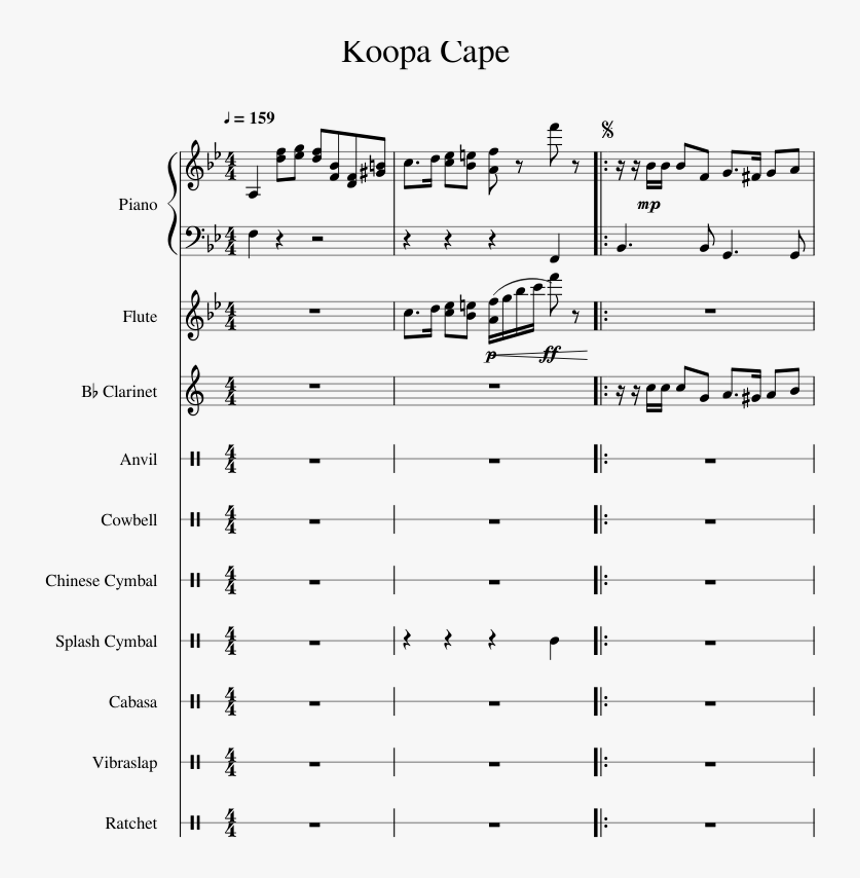 Koopa Cape Sheet Music For Piano, Flute, Clarinet, - Sheet Music, HD Png Download, Free Download