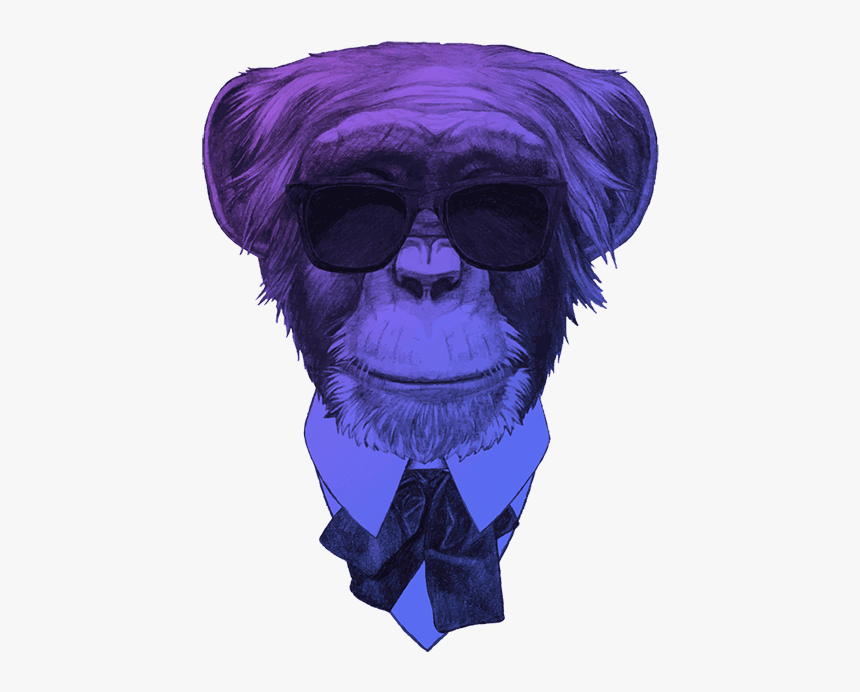 Ape Thinker"s Approach Background - Monkey With Glasses Drawing, HD Png Download, Free Download