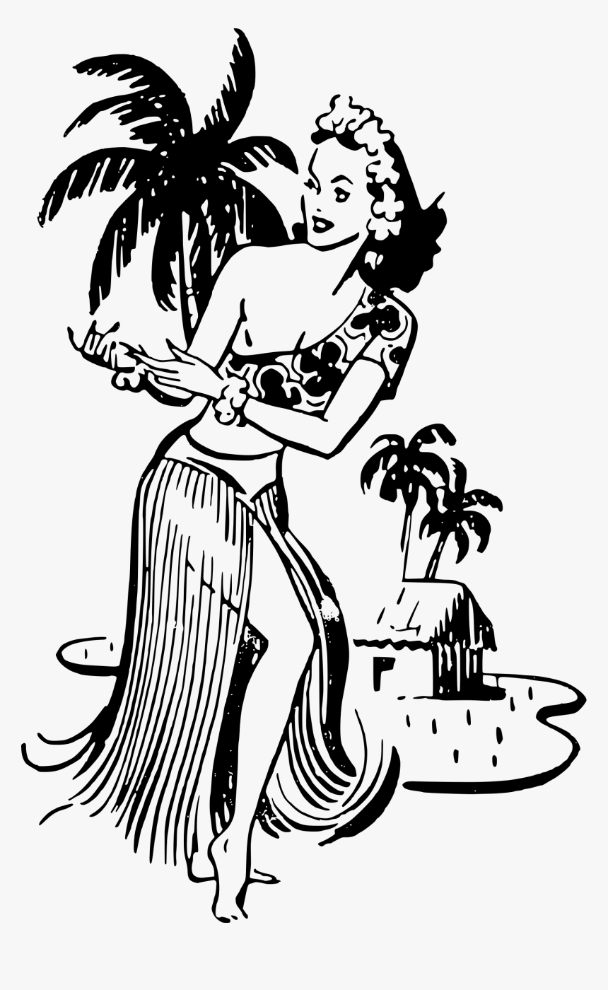 Hawaiian Lady - Vintage Hula Girl Clipart, HD Png Download, Free Download