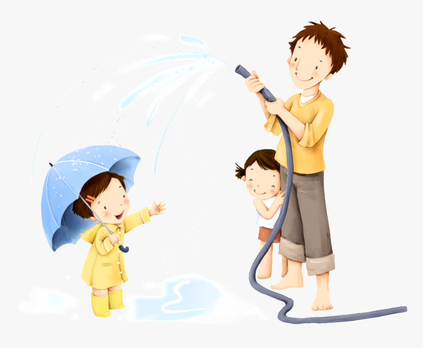 Cartoon Character Playing With Water Spray - Happy Fathers Day Flowers, HD Png Download, Free Download