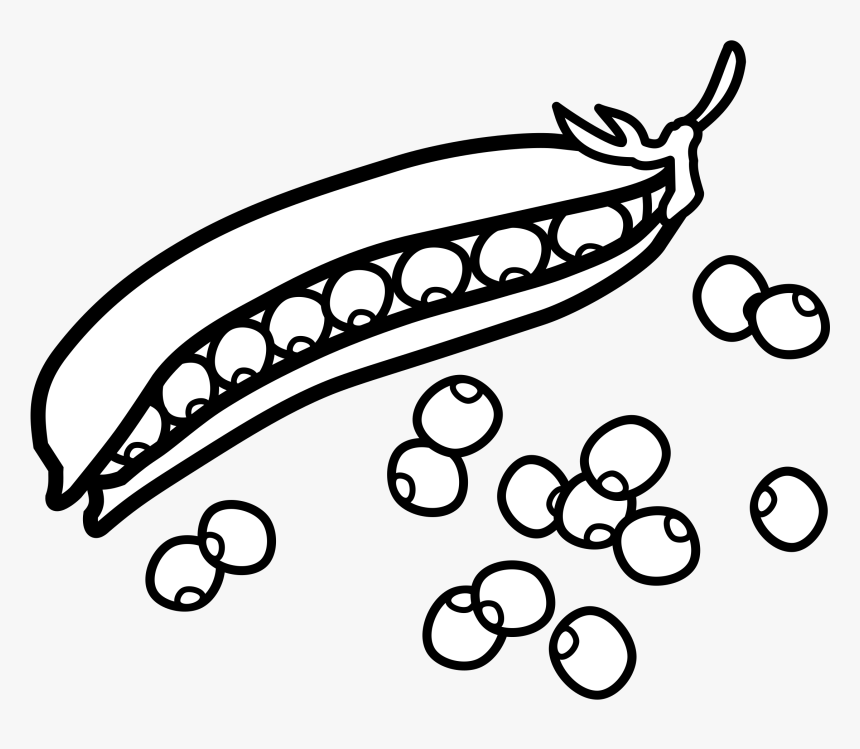 Pea Clipart Pod Real - Peas Black And White, HD Png Download, Free Download