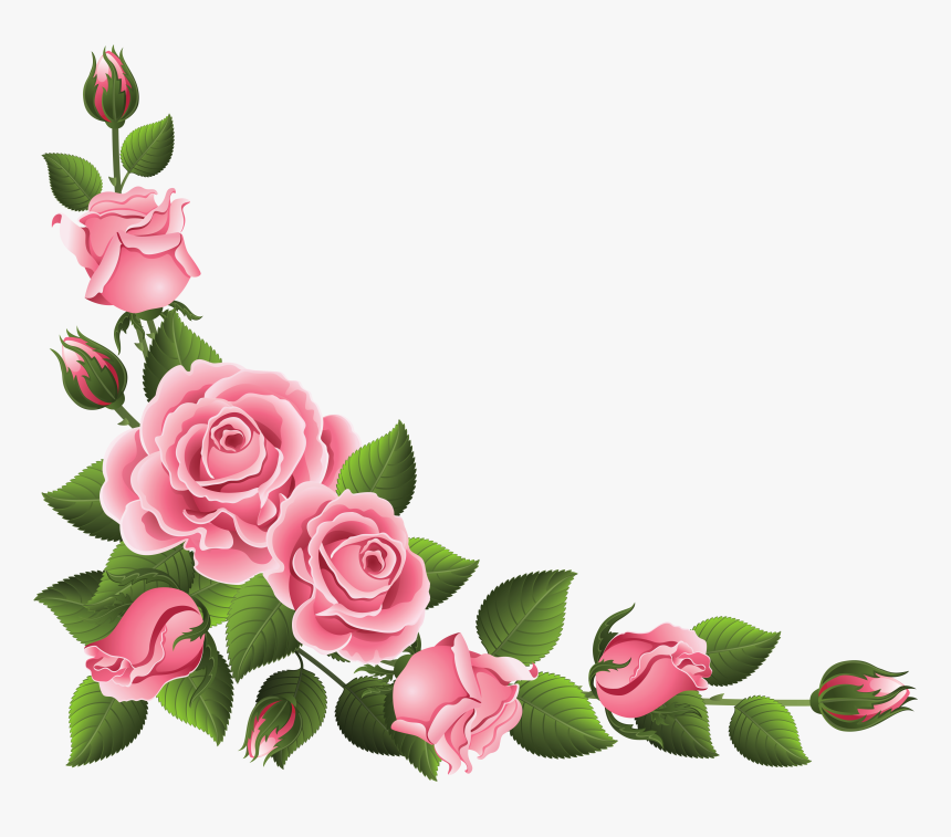 Rose Corner Border Png, Transparent Png - Rose Flower Border Clipart, Png Download, Free Download