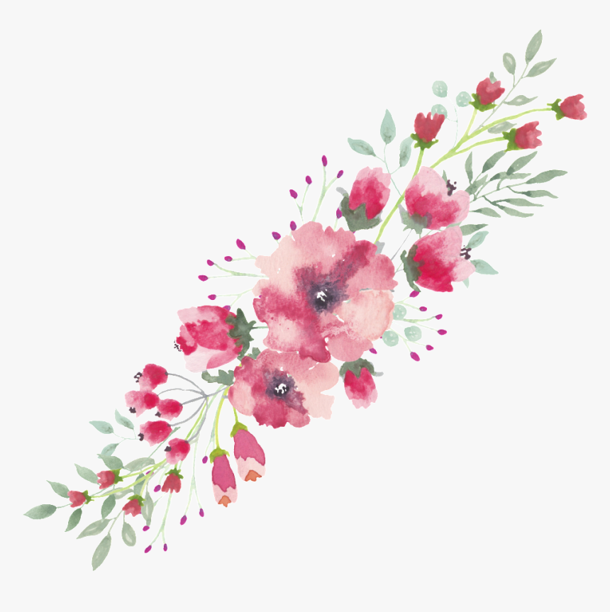 Png Watercolor Flower Lace Border Free Download Png - Pink Flowers Png Watercolor, Transparent Png, Free Download