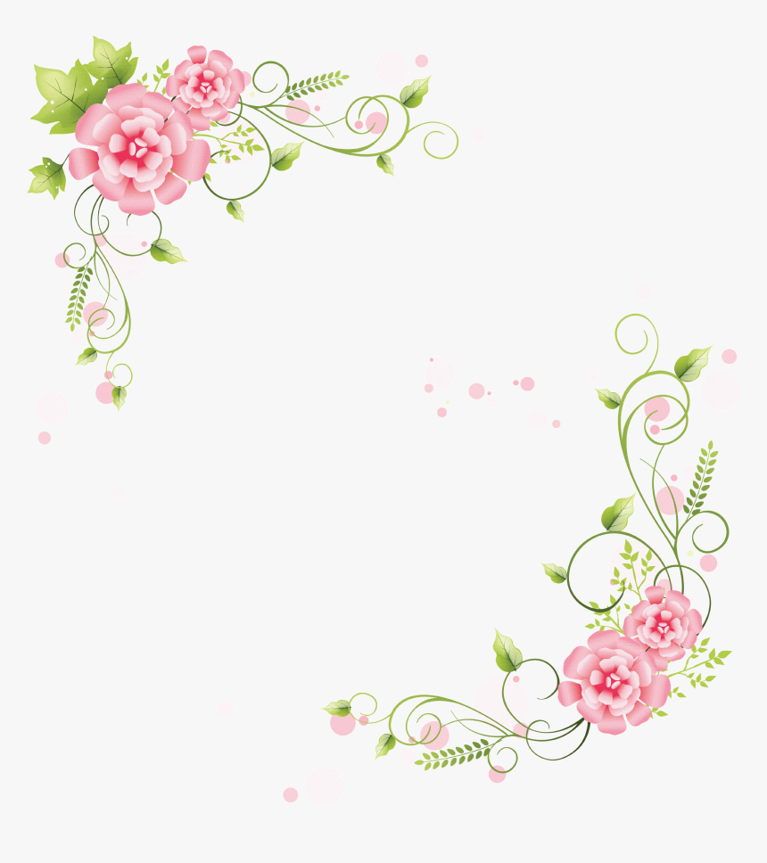 Transparent Spa Flowers Clipart - Pink Floral Corner Border Png, Png Download, Free Download