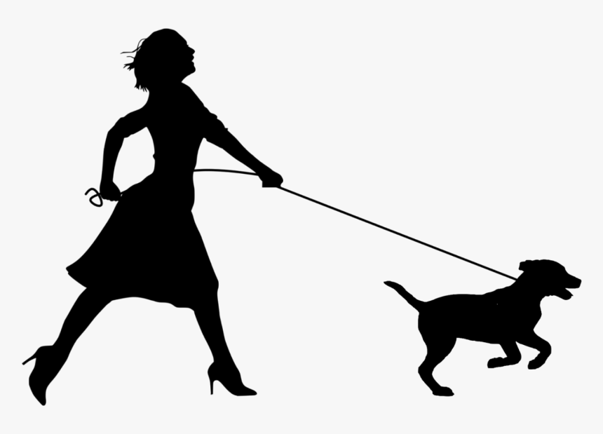 Walk, Dog, Silhouette, Running, Pet, Girl, Sports Vector - Girl Walking Dog Silhouette, HD Png Download, Free Download