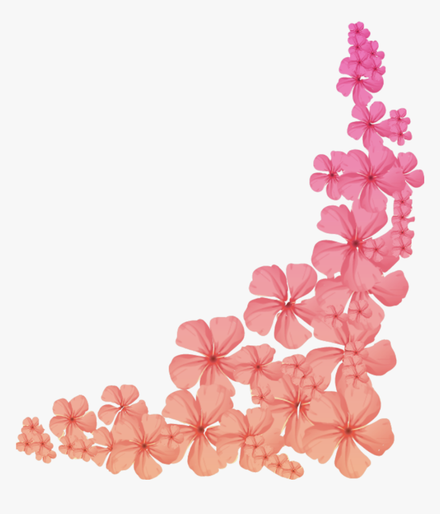 #ftestickers #flowers #corner #border #gradientcolors - Pink Flower Corner Border, HD Png Download, Free Download