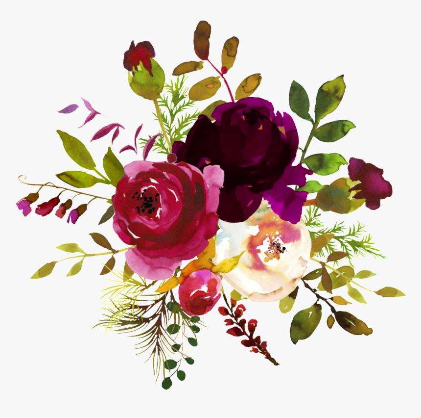 Ink Flower Decoration Vector - Burgundy Watercolor Flower Png ...