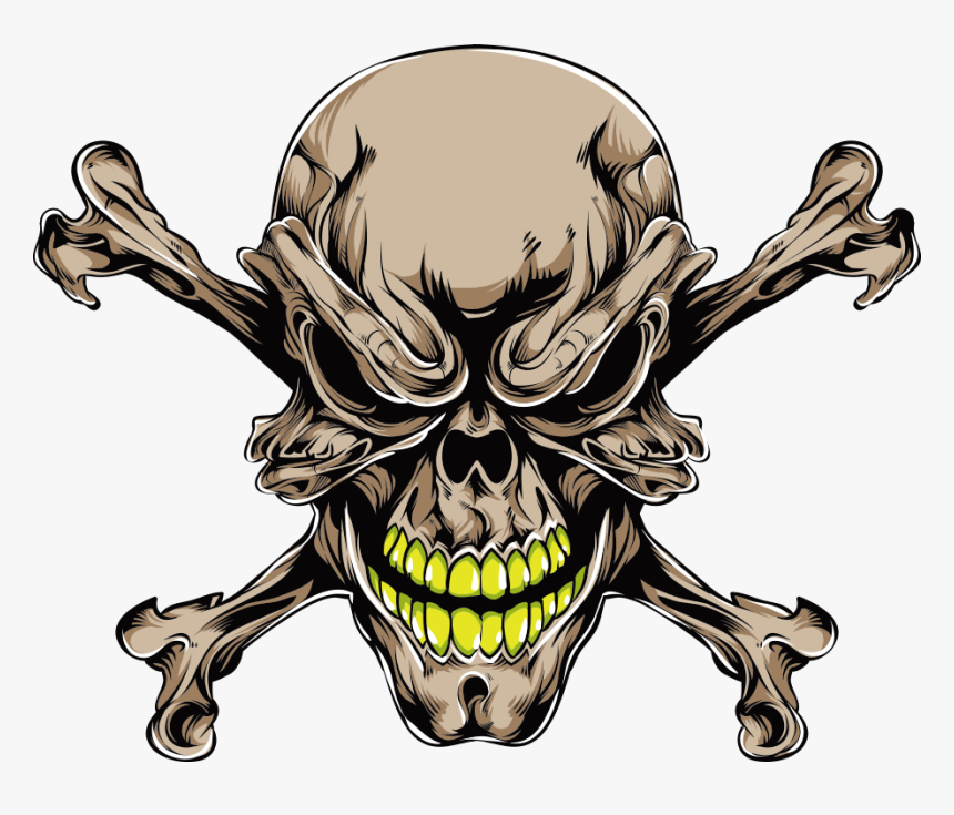 Tattoo Prints Skull Brown Bones Vector Human Clipart - Vector Png Skull Art, Transparent Png, Free Download