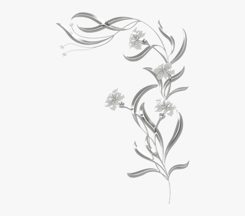 Victorian, Art Deco, Corner, Border, Frame, Floral - Black And White Vine, HD Png Download, Free Download