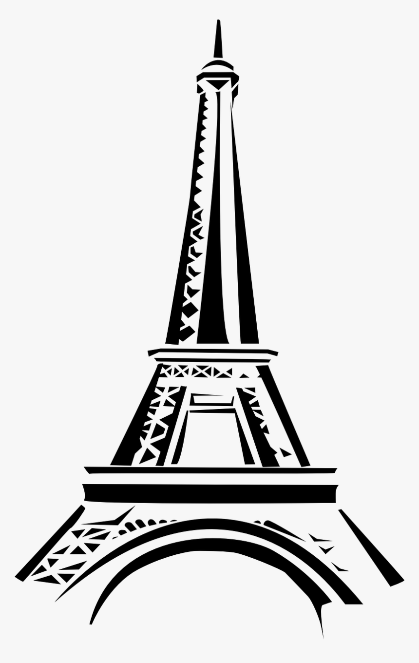 Eiffel Tower Black And White Drawing, HD Png Download, Free Download