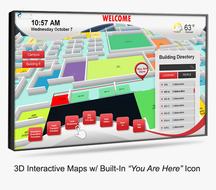 Wayfinding Digital Signage - You Are Here Interactive Map, HD Png Download, Free Download