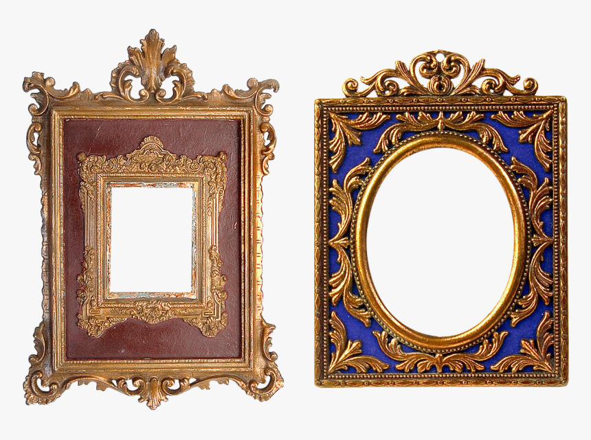 Frame, Carved, Gold, Baguette, Filigreed, Ornament - Oval Shaped Photo Frame, HD Png Download, Free Download