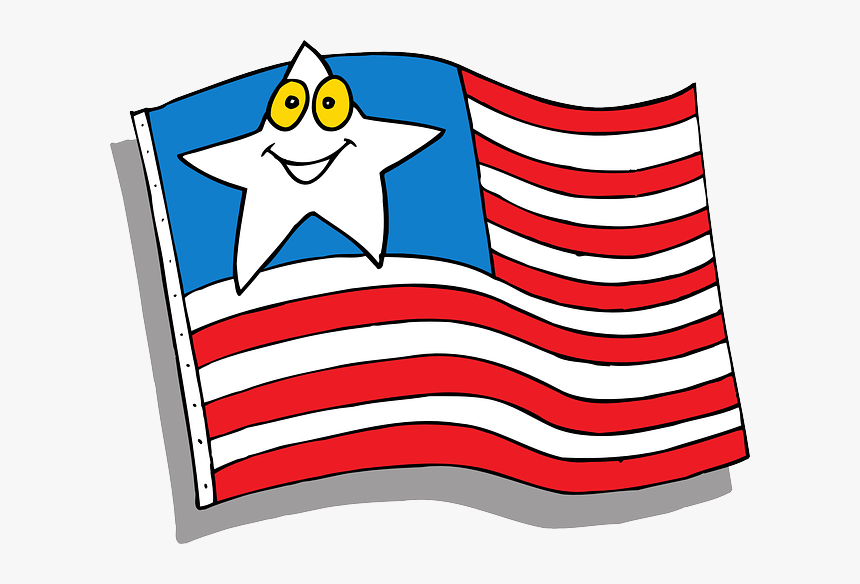 Cartoon American Flag Flag Star Face Cartoon American - American Flag In Cartoon, HD Png Download, Free Download