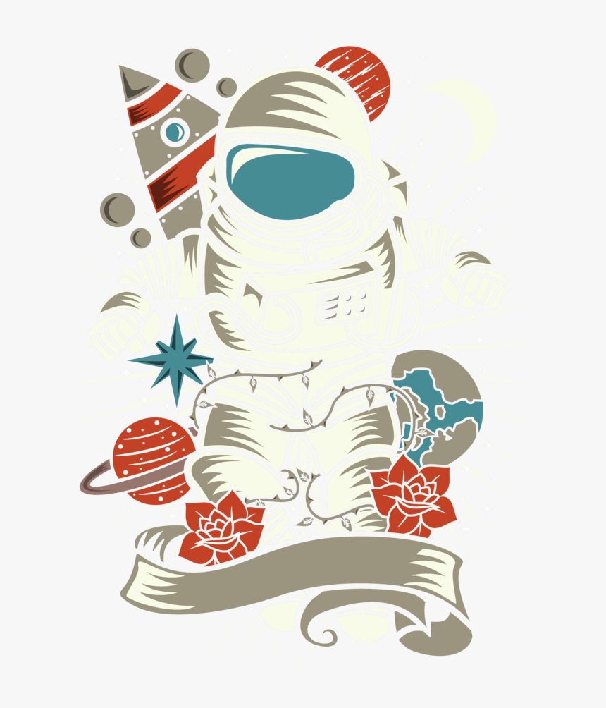 Graphic Retro Distressed Design By Ceciljamesrhodes - Retro Astronaut, HD Png Download, Free Download