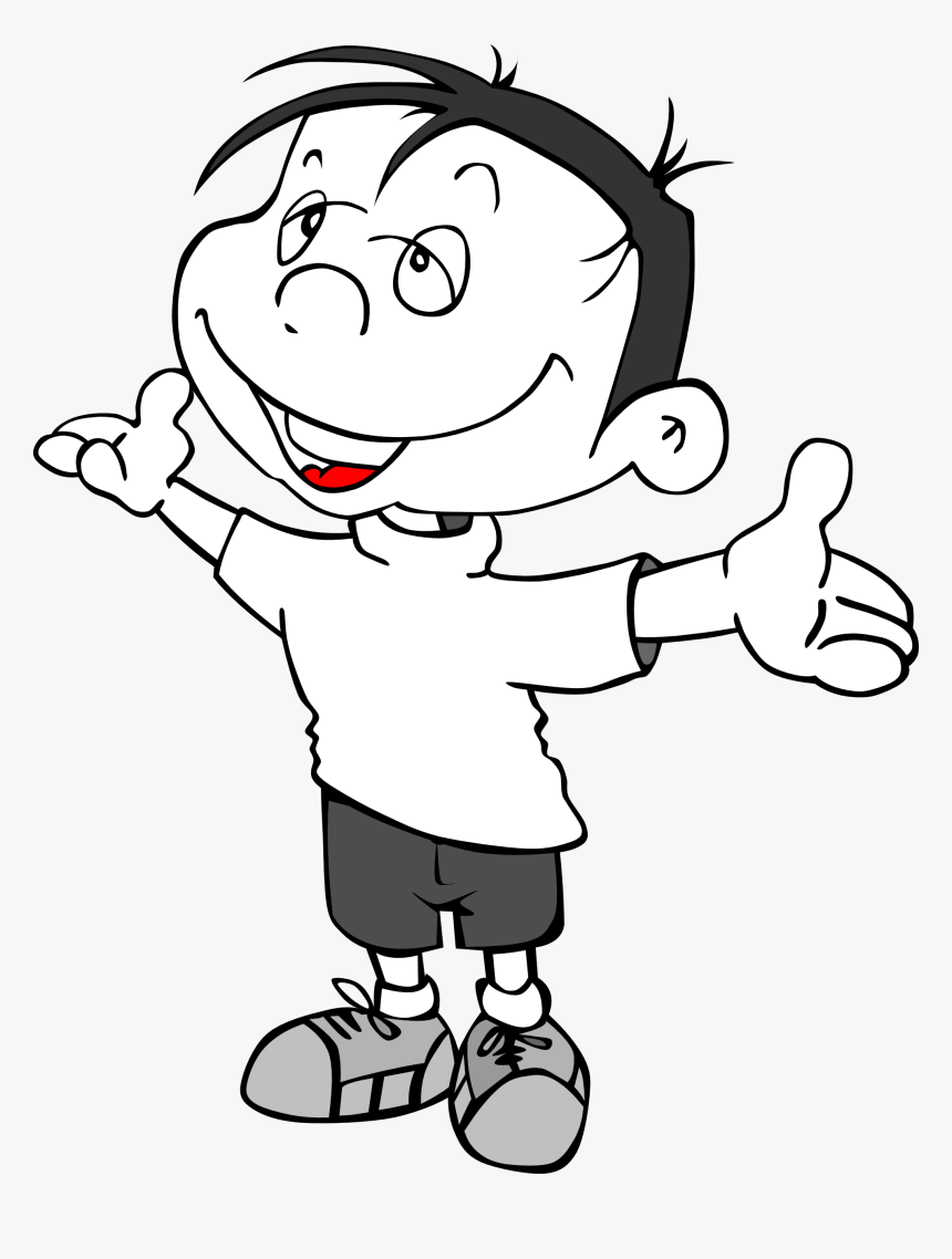 Child Drawing Png Black And White & Free Child Drawing - Boy Cartoon Clipart Black And White, Transparent Png, Free Download