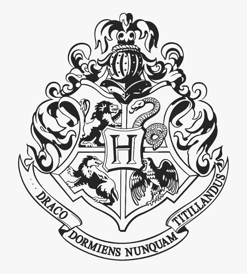 Hogwarts Logo Black And White Png - Transparent Background Hogwarts Crest Png, Png Download, Free Download