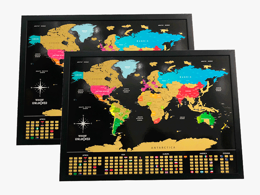 2 Mapas Molduras - Mapa Mundi Raspar Com Moldura, HD Png Download, Free Download