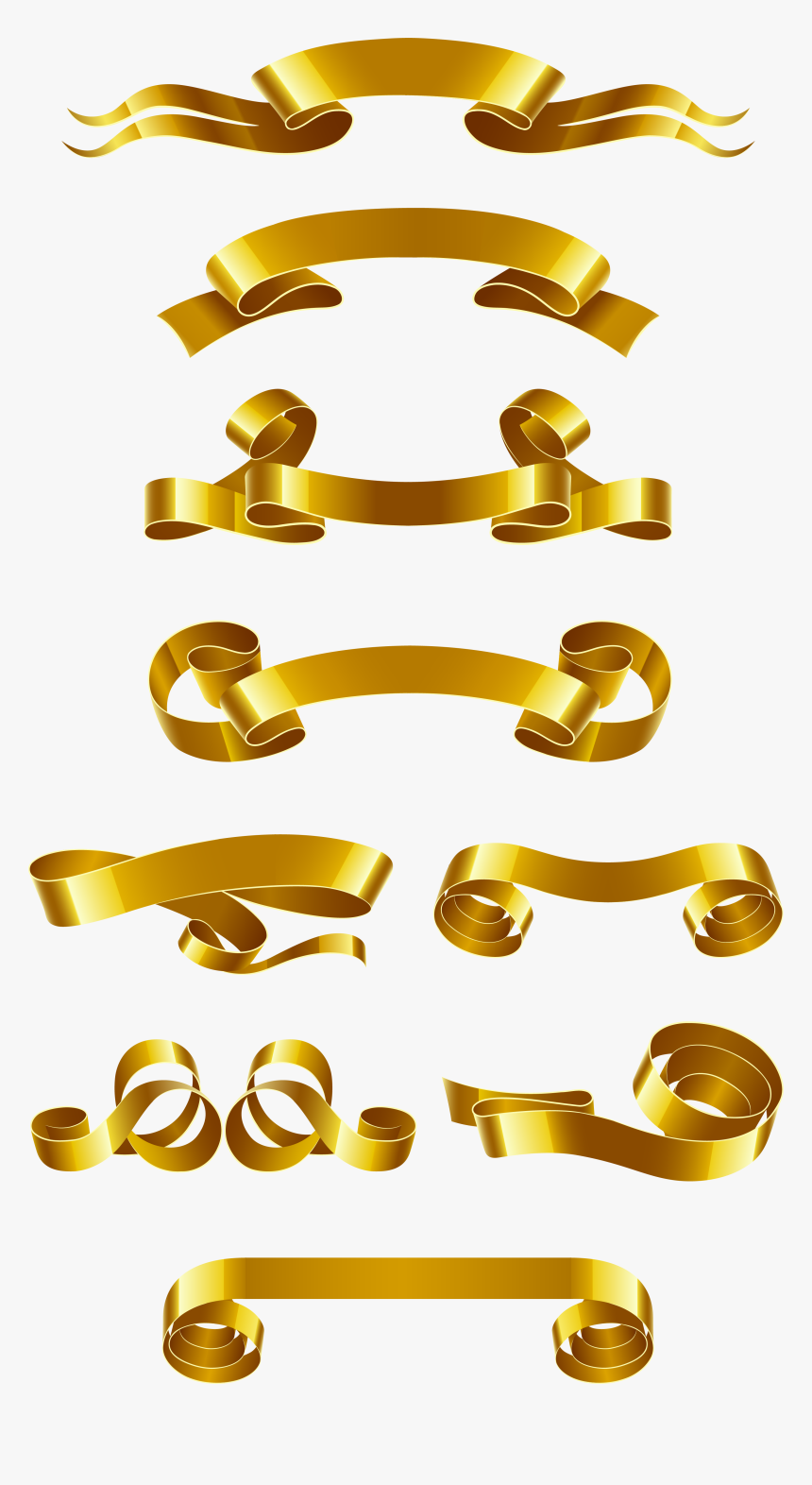 Web Gold Material Euclidean Vector Banner Ribbon Clipart - Golden Ribbon Vector Free Download, HD Png Download, Free Download