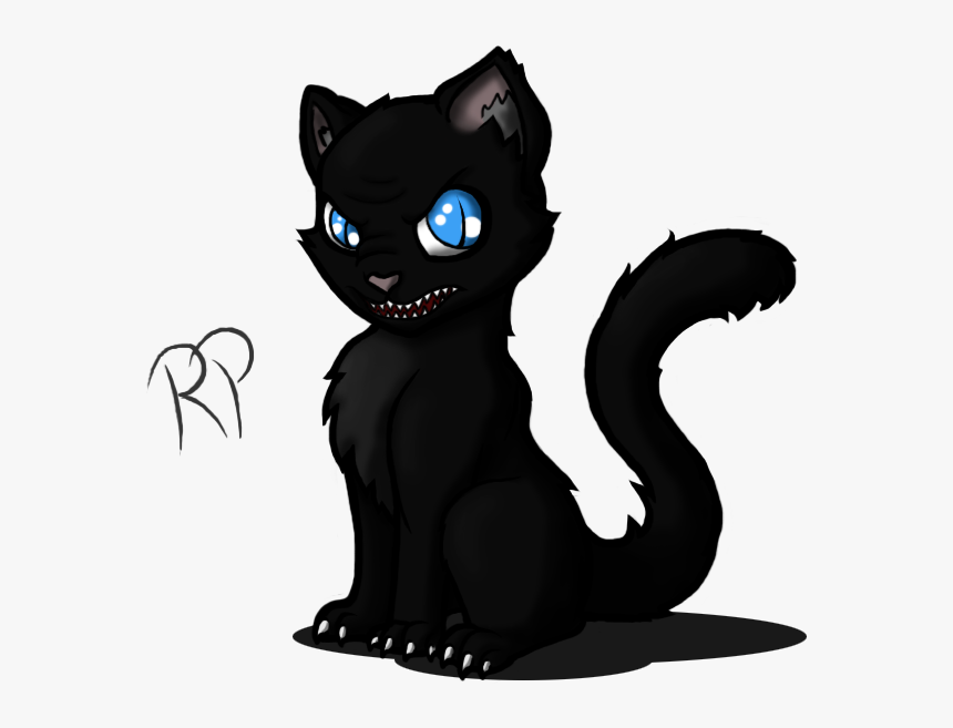 Evil Cat Png - Dibujo De Gato Negro Con Ojos Azules, Transparent Png, Free Download