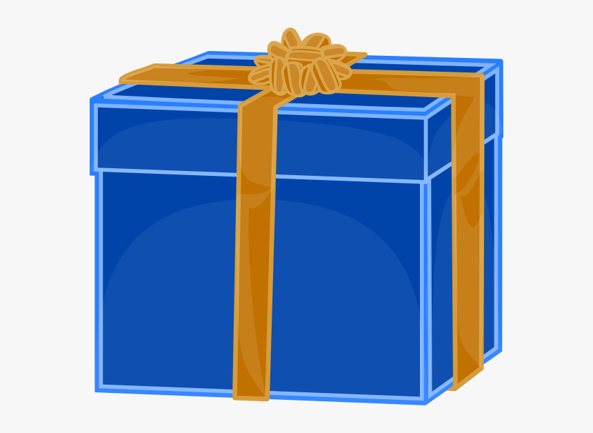 Free Vector Blue Gift With Golden Ribbon Clip Art - Gift Box Clip Art, HD Png Download, Free Download