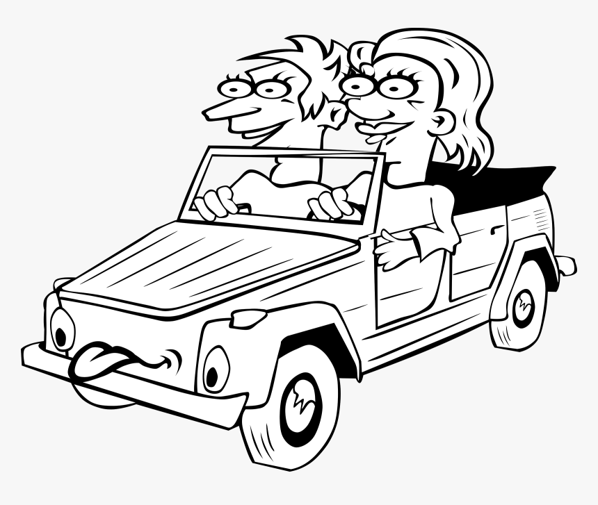 Boy Car Png Library Download - Car With People Drawing, Transparent Png, Free Download