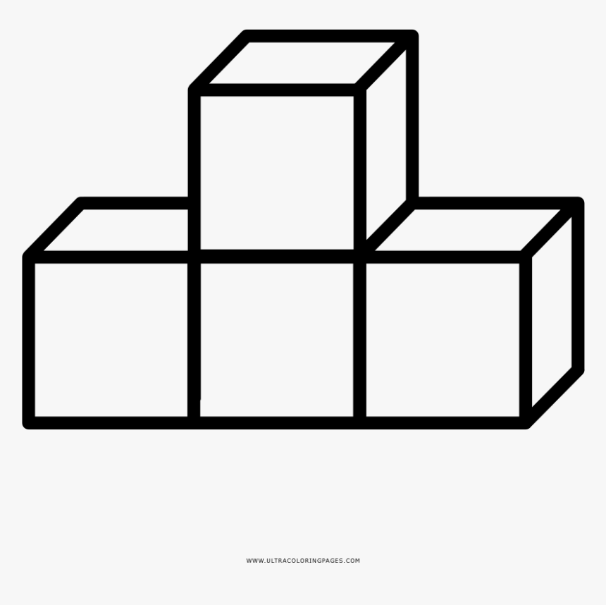 Tetris Piece Coloring Page - Cube 3 Dimensional Shape, HD Png Download, Free Download