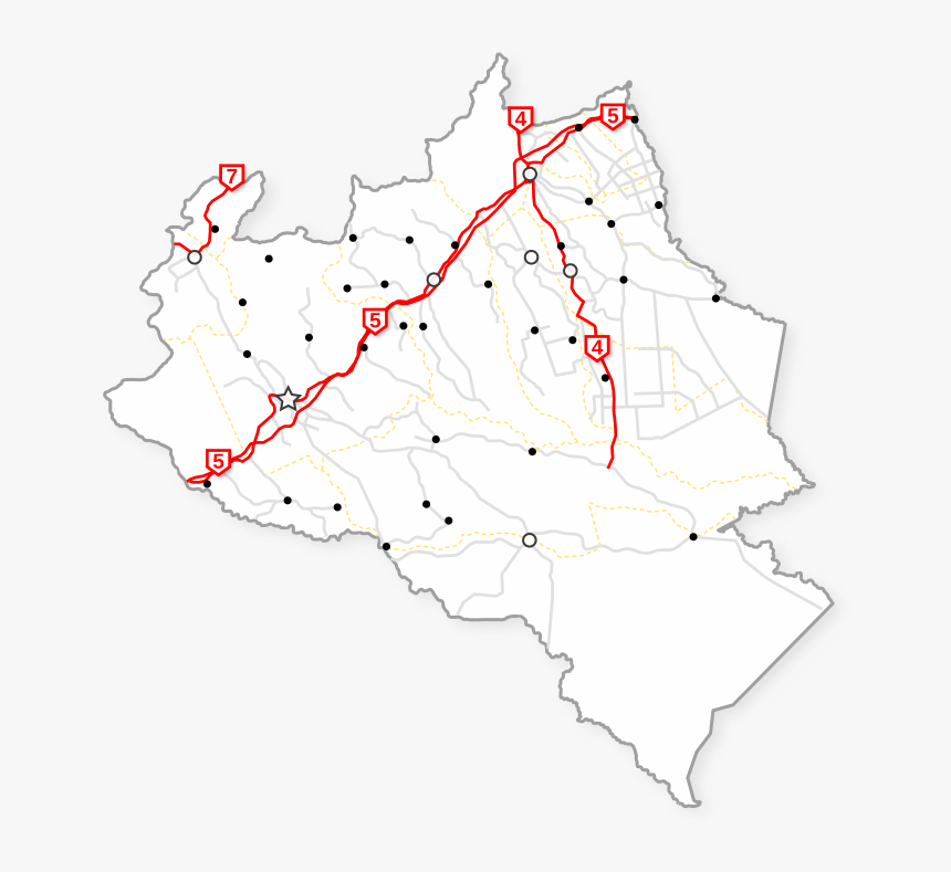 Distribuición De Carreteras Troncales En El Estado - Map, HD Png Download, Free Download