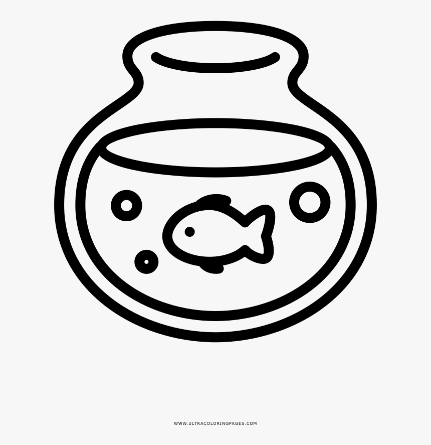 Fish Bowl Coloring Page Clipart , Png Download - Fish In A Bowl Drawing, Transparent Png, Free Download