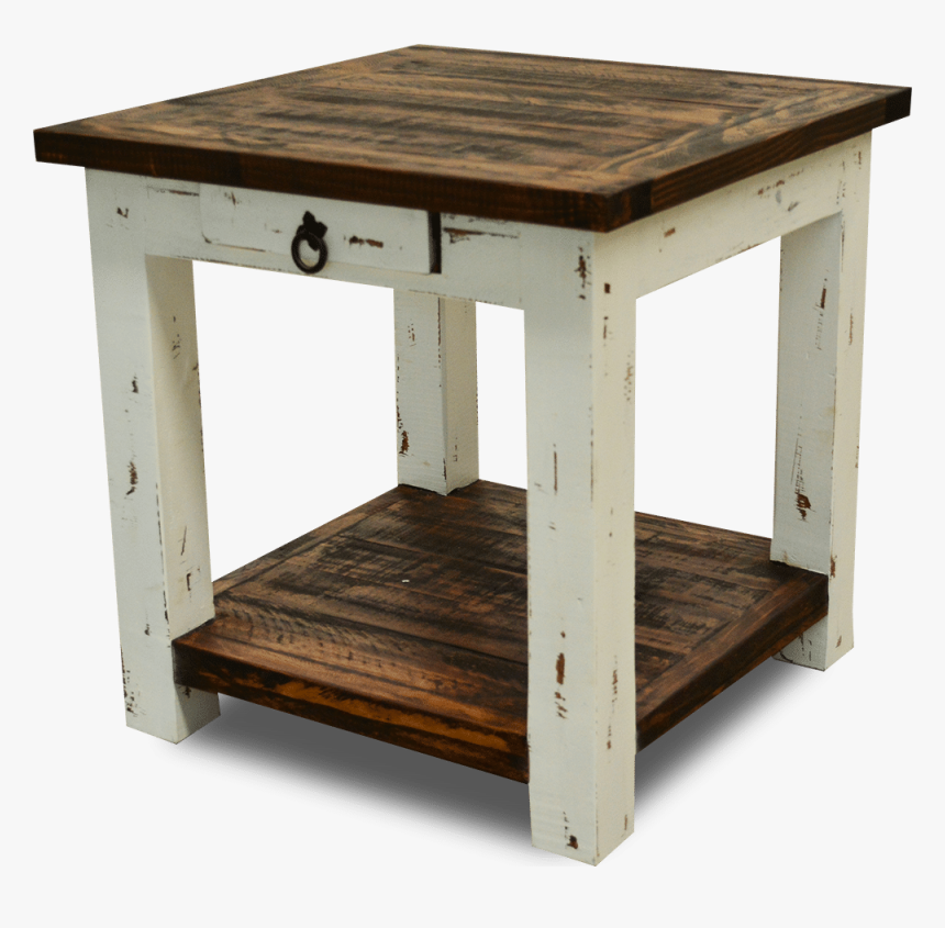 Cottage Rustic Square End Table Distressed White - White Distressed Square End Table, HD Png Download, Free Download