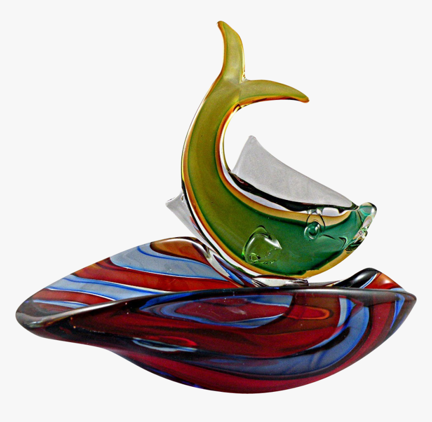 Colorful Murano Fish Bowl With Red And Blue Stripes - Boat, HD Png Download, Free Download