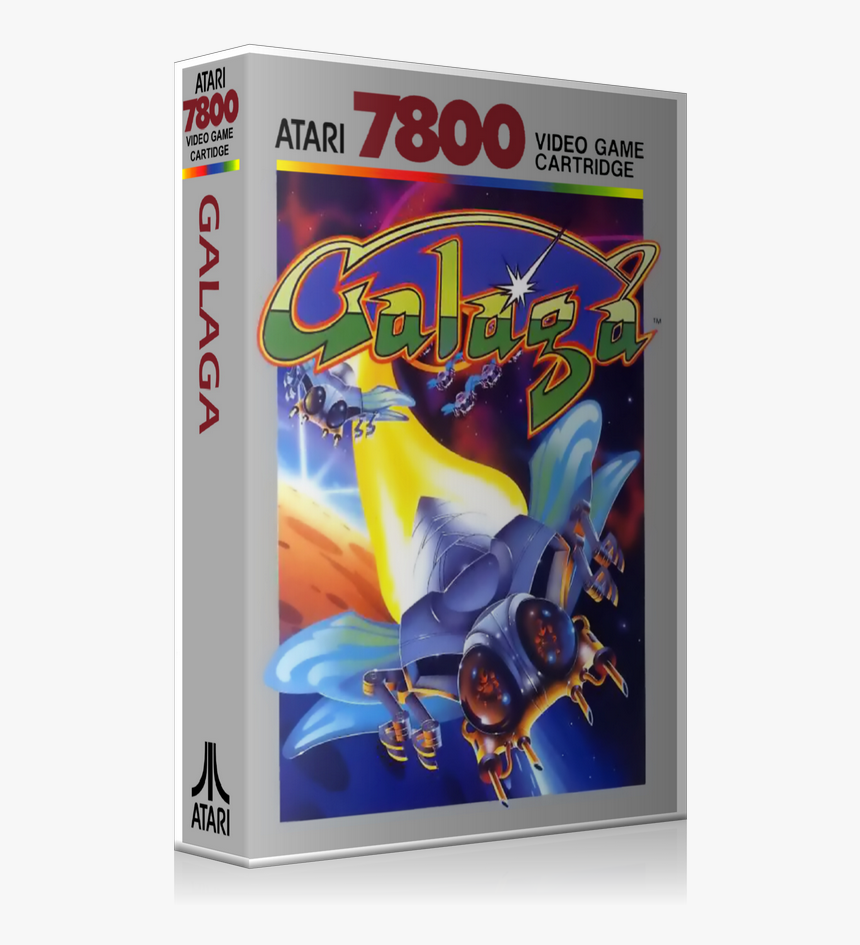 Atari 7800 Galaga Game Cover To Fit A Ugc Style Replacement - Atari 2600 Cartridge Galaga, HD Png Download, Free Download