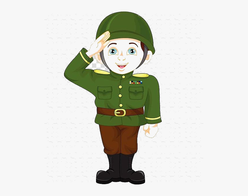 Soldier Salute Cartoon Military Saluting Soldiers Transparent - Soldier Cartoon, HD Png Download, Free Download