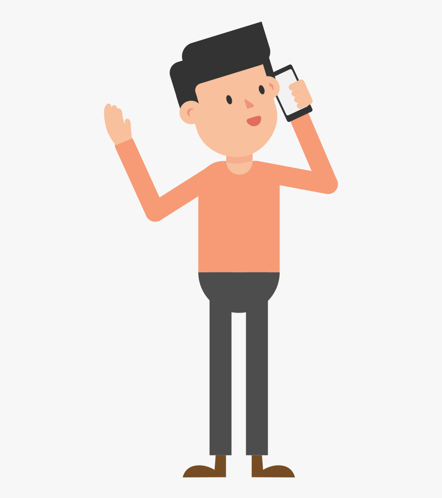 Man With Phone Vector Png , Png Download - Talking On The Phone Cartoon, Transparent Png, Free Download