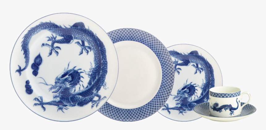 Blue Dragon 5 Piece Place Setting - Chinese Dragon Blue And White, HD Png Download, Free Download