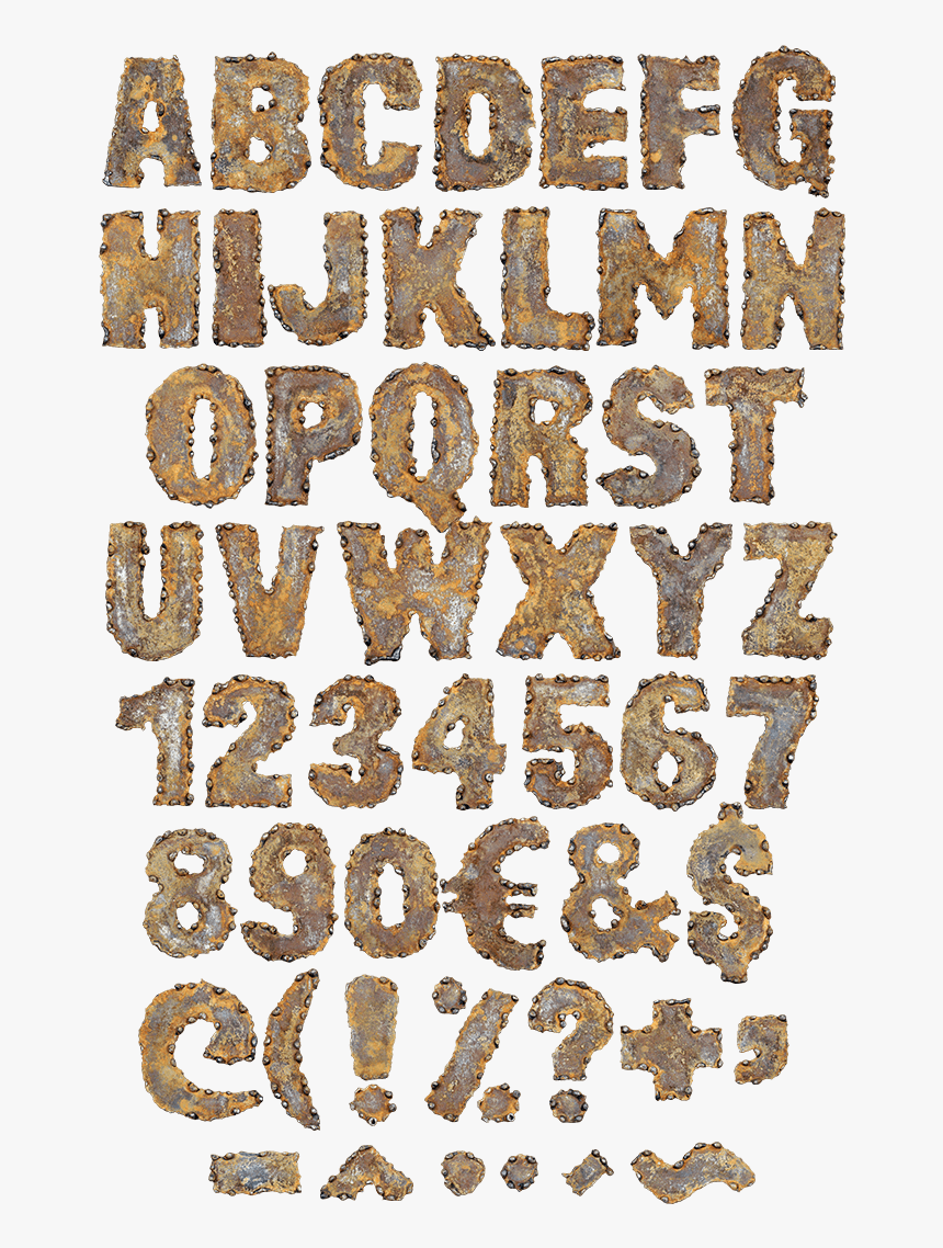 Rusty Metal Font Png, Transparent Png, Free Download