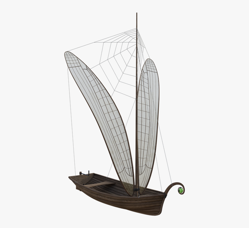 Dragonfly, Boat, Wings, Cobwebs, Wooden, Oars, Wave - Sail, HD Png Download, Free Download