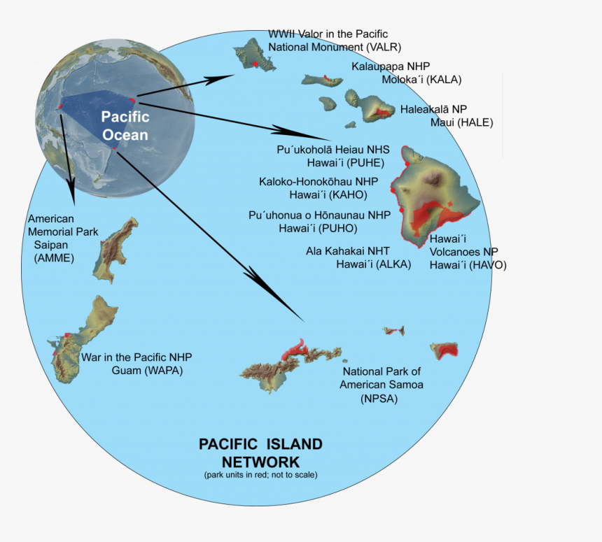 Download Map Of Us And Hawaiian Islands - Hawaii And Samoa Map, HD Png Download, Free Download