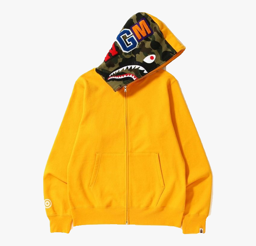 A Bathing Ape Shark Full Zip Hoodie - Bape Shark Full Zip Hoodie Yellow, HD Png Download, Free Download