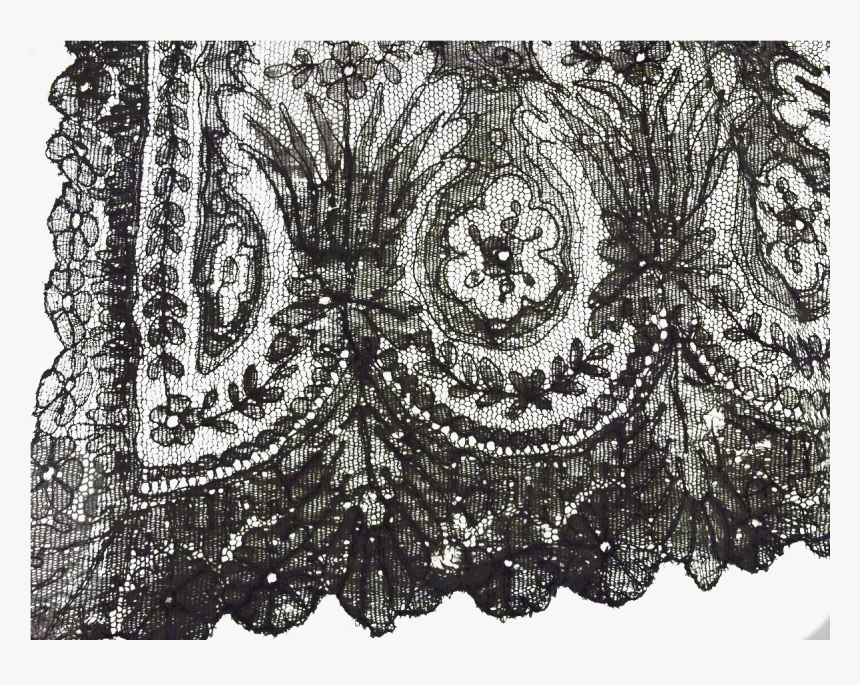 Two Pieces Of Early Black Lace - Black Lace Embroidery, HD Png Download, Free Download