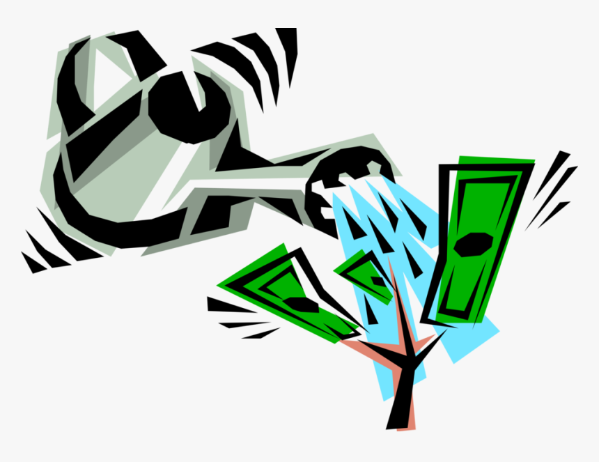 Vector Illustration Of Water Can Watering Money Tree - Money Tree Clip Art, HD Png Download, Free Download