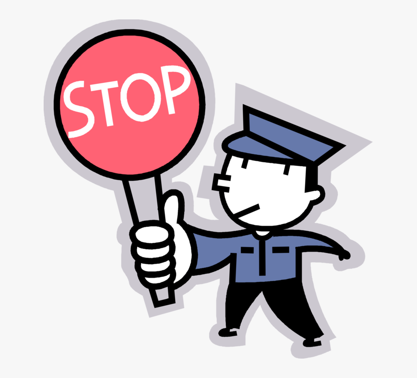 Vector Illustration Of School Crossing Guard Stops - Safety School Crossing Guard Clipart, HD Png Download, Free Download