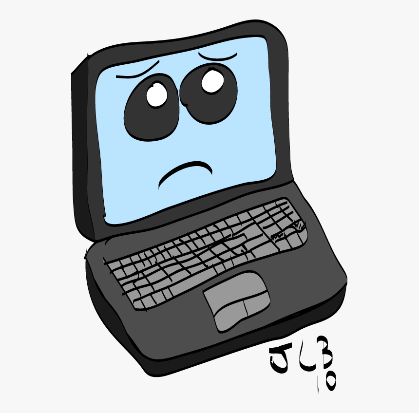 Transparent Computer Cartoon Clipart Sad Face On Laptop Hd Png