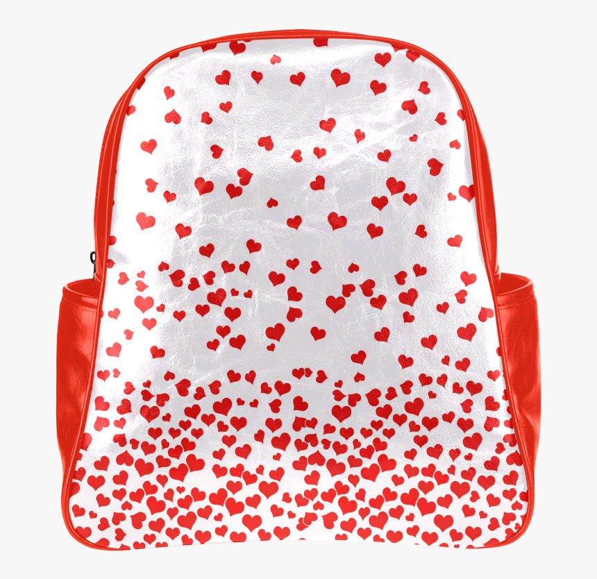 Red Falling Hearts On Pink Multi-pockets Backpack - Portable Network Graphics, HD Png Download, Free Download